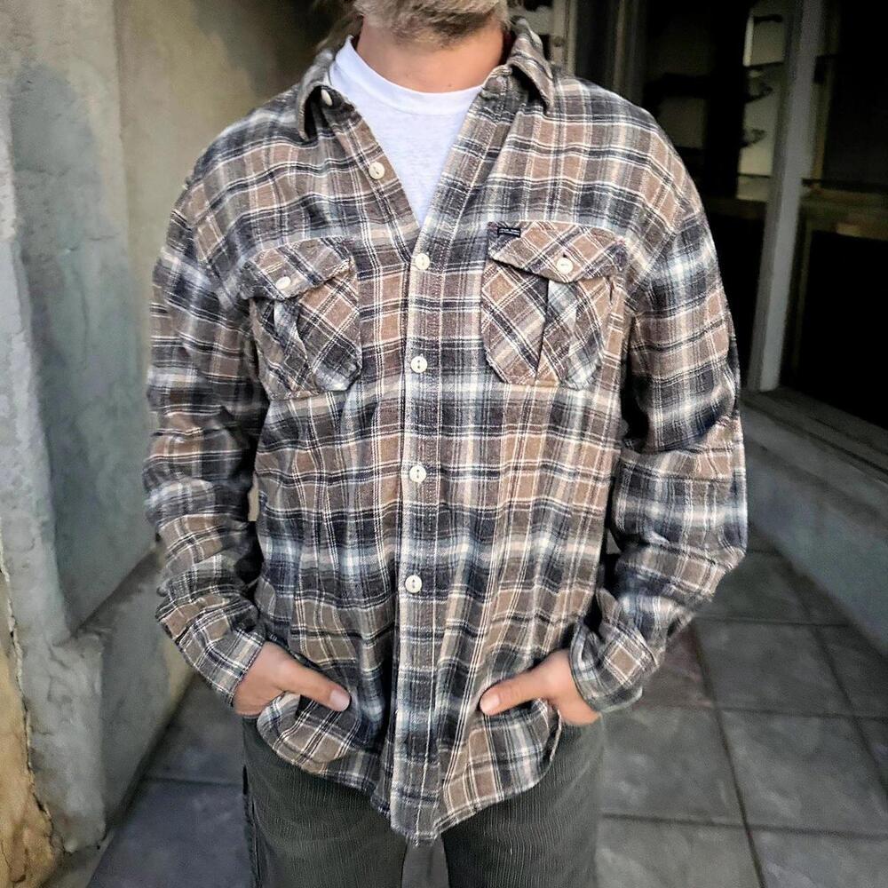 True Grit Plaid Flannel Shirt Men’s Medium Heavyweight Workwear - Picture 5 of 8